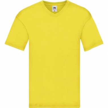Heren t-shirt met v-hals geel