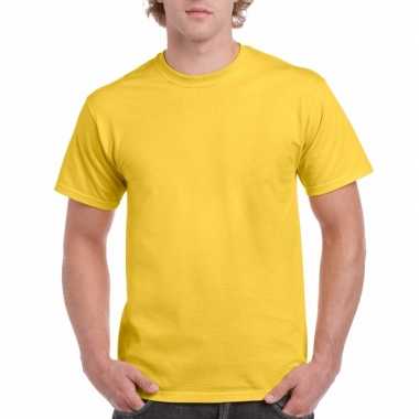 Set van 3x stuks goedkope gekleurde shirts geel voor heren, maat: m (38/50)